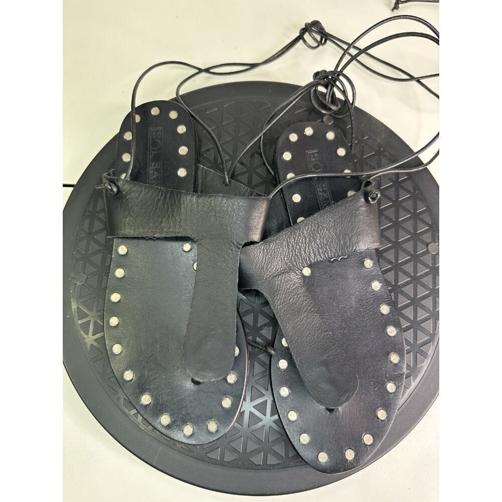 Sol Sana Sandals Womens Size US 6 /  36 Black Leather Strappy Gladiator Shoes